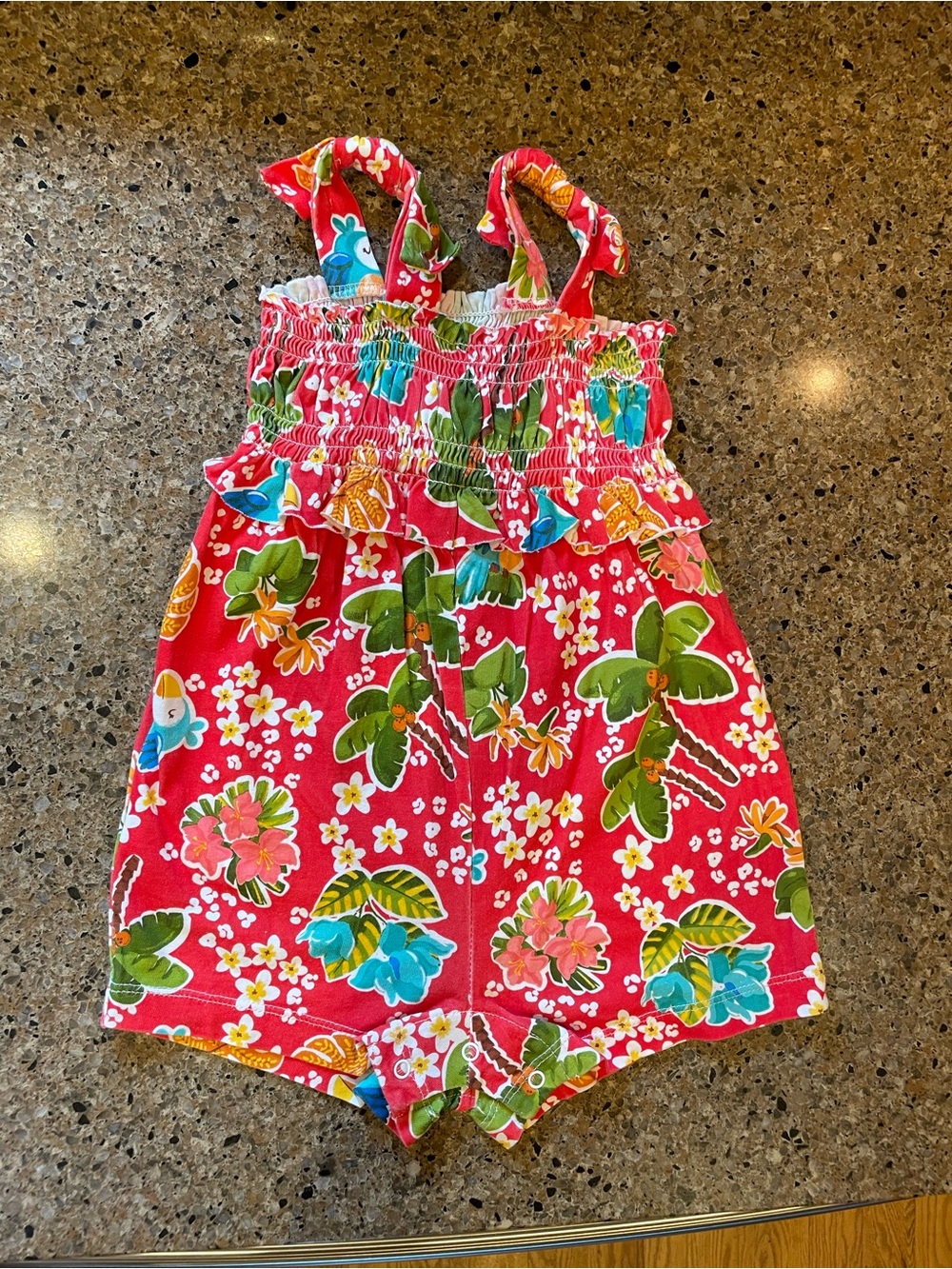 Mayoral Red Tropical Floral Girls Romper